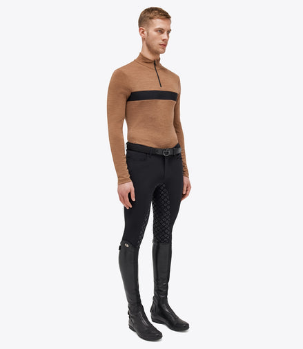 Cavalleria Toscana Heren Tech Wool Half Zip Lange Mouw Bruin XS