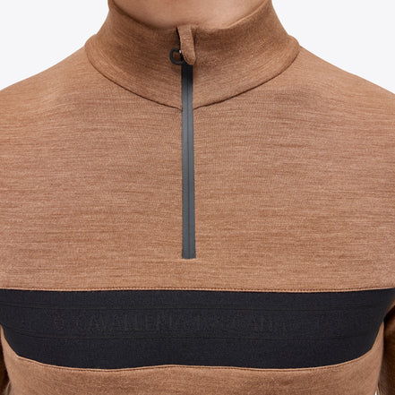 Cavalleria Toscana Heren Tech Wool Half Zip Lange Mouw Bruin XS
