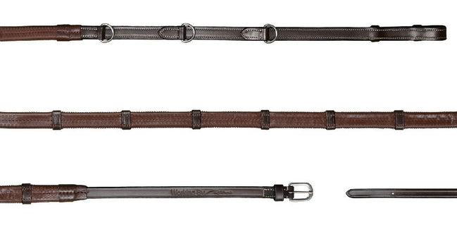 Dy'on 1/2'' Howlett Rubber Reins with 3 D-rings and 7 leather loops Working