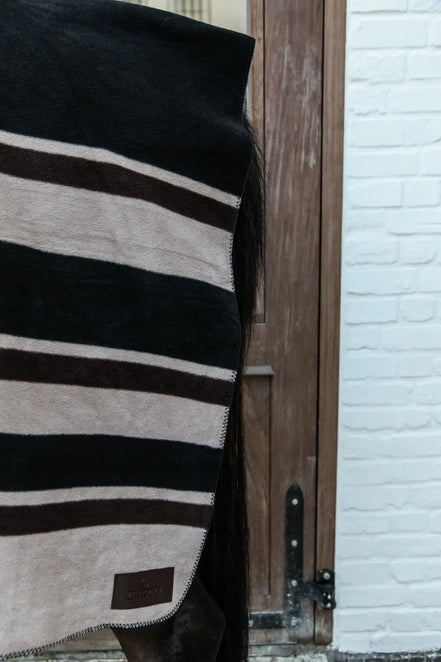 Kentucky Heavy Fleece Paardendeken Square Stripes Brown