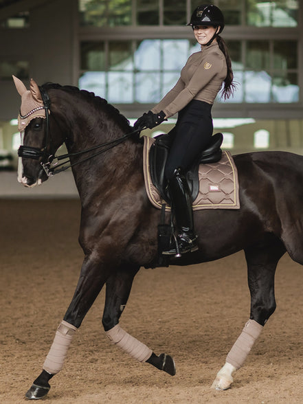 Equestrian Stockholm Kompressions-Reithose Dressur Supreme Schwarz Gold
