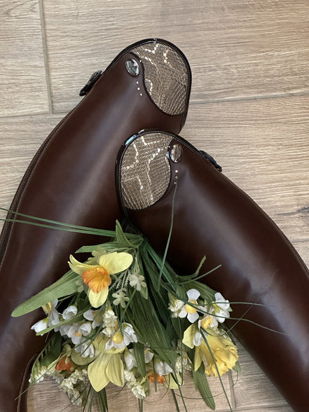 DeNiro Tricolore Salentino 01 Smooth Brown - Regal Brown/Mokka piping/Golden Shadow Stones