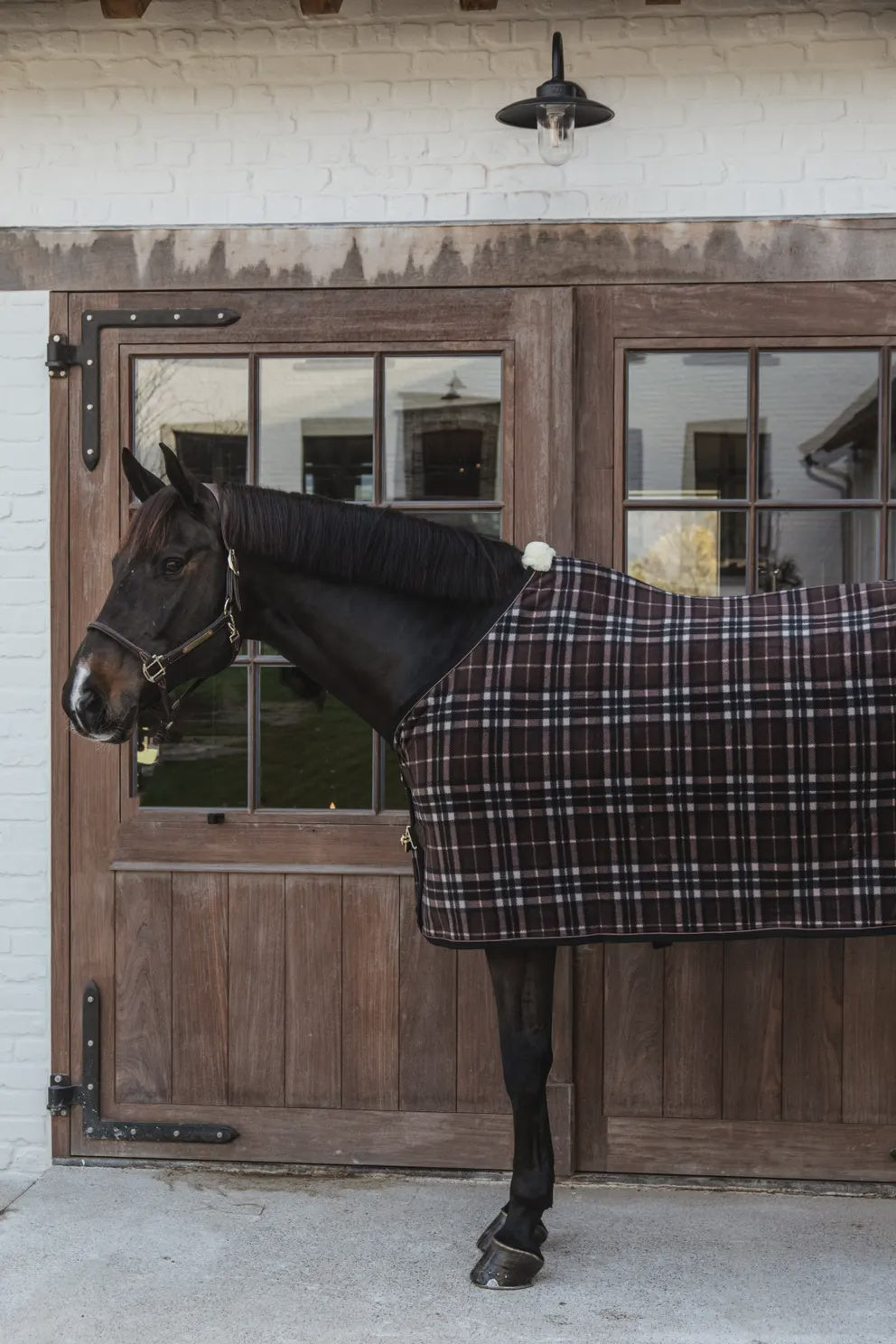 Kentucky Fleece Paardendeken Heavy Check Printing Brown