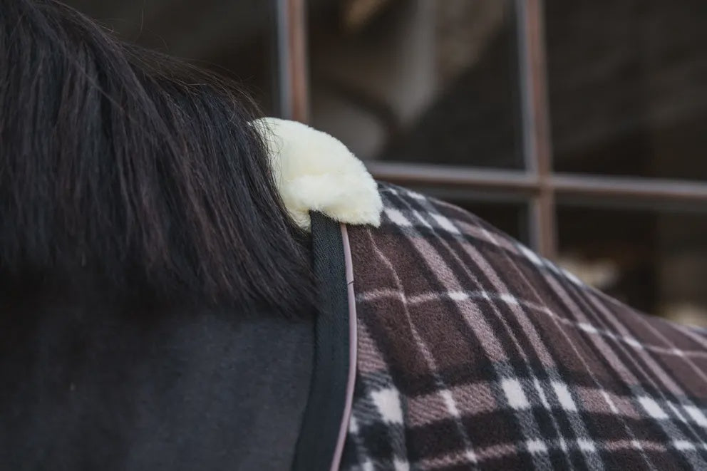Kentucky Fleece Paardendeken Heavy Check Printing Brown