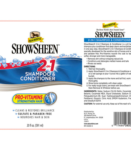 Absorbine Showsheen 2 in 1 Shampoo and Conditioner 591ml