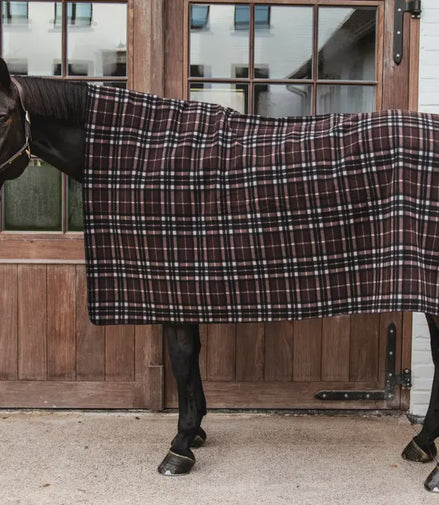 Kentucky Heavy Fleece Paardendeken Square Check Printing Brown