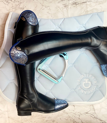 DeNiro Salentino 01/Smooth Blue Ice Sky Patent Electric Blue Crystals RSWB Sapphire