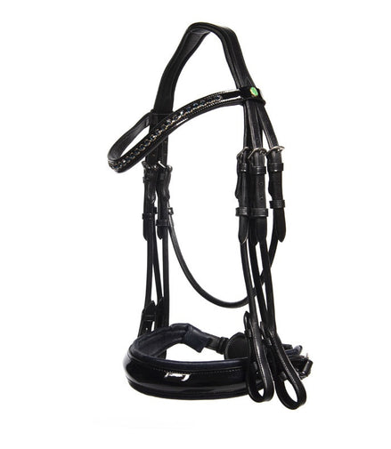 LJ Leathers Hoofdstel ´New Pro Dressage´ stang en trens