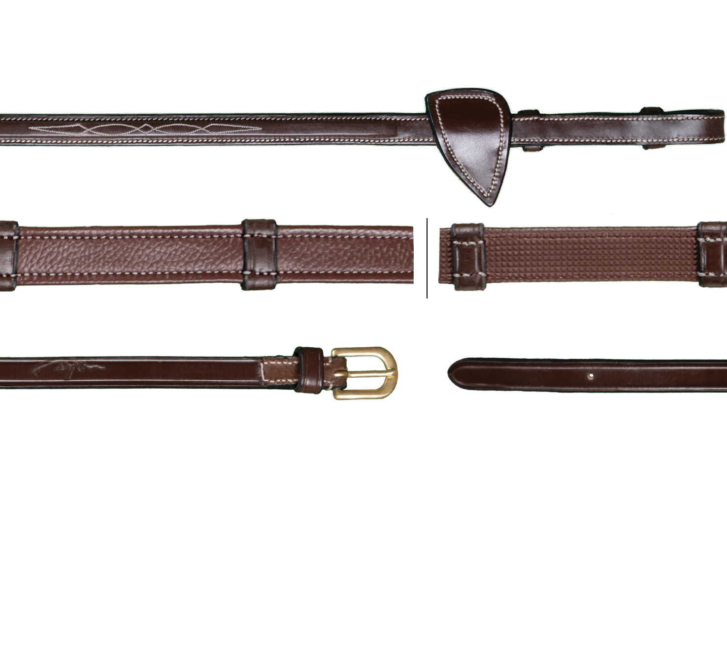 Dy'on 5/8 (16mm) Hunting Reins with 7 Leather Stops D Coll.