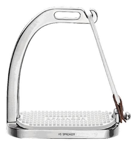 Sprenger Peacock Stirrups with rubber ring - Stainless steel; size 110 mm Black rubber pad