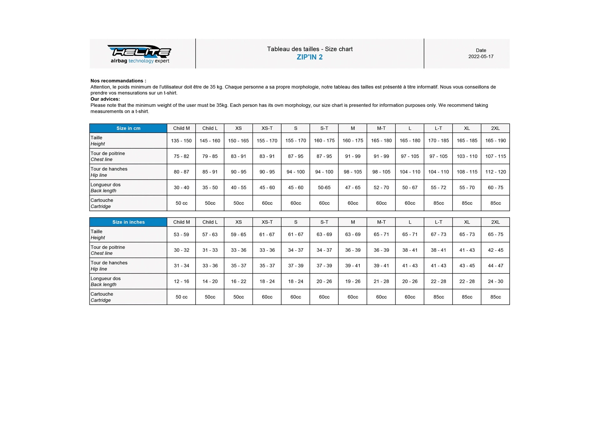 Helite Zip-In 2 airbag