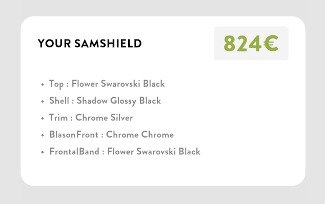 Samshield Miss Shield Glossy Black Flower Swarovski Chrome Silver L61 Round