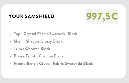 Samshield Miss Shield Glossy Crystal Fabric Black Chrome S54