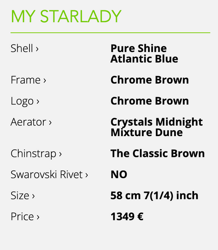 Kask Star Lady Pure Shine Atlantic Chrome Gold Crystal Midnight Mixture Dune