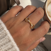 Equestrian Jewelry ring Alba, open verstelbare ring met bit bezet met strass-steentjes, in zilver en goud
