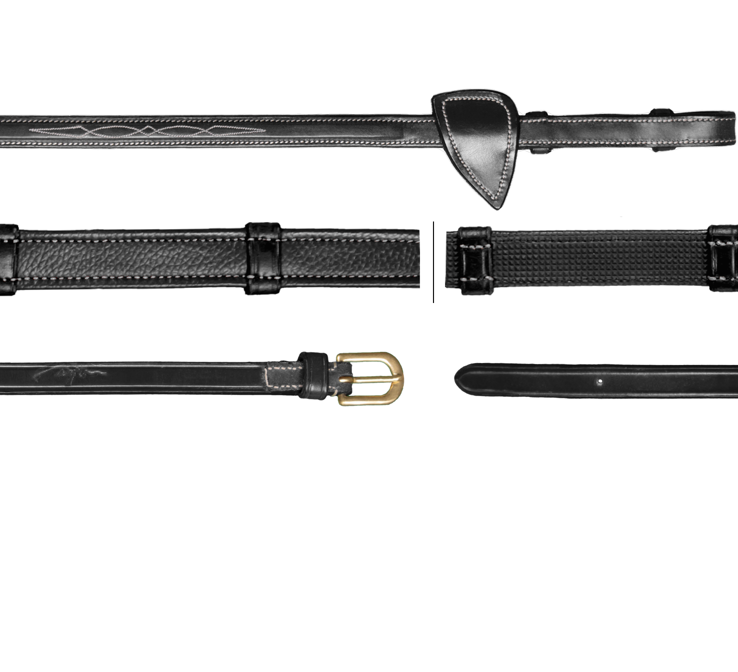 Dy'on 5/8 (16mm) Hunting Reins with 7 Leather Stops D Coll.