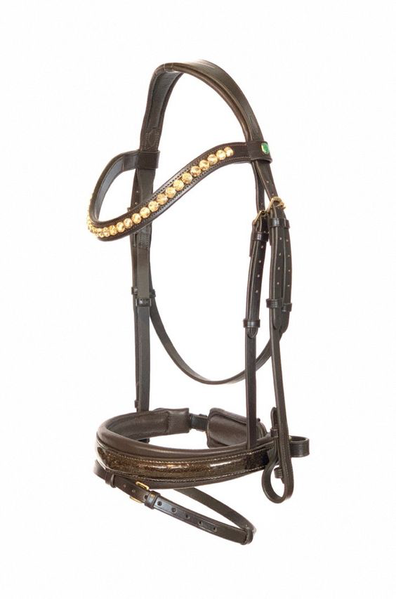 LJ Leathers Hoofdstel Dorado; lak aansnoer neusriem