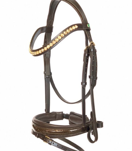 LJ Leathers Hoofdstel Dorado; lak aansnoer neusriem