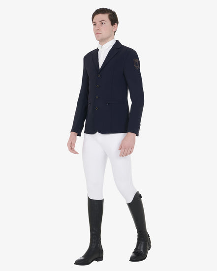 Veste de compétition Equestro pour homme avec logo brodé contrastant