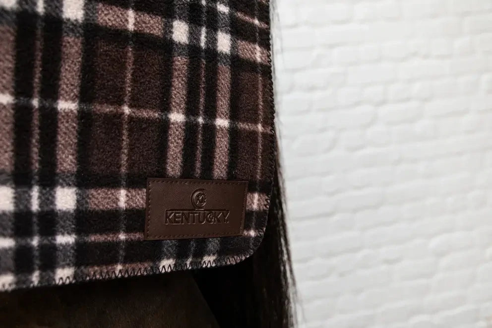 Kentucky Heavy Fleece Paardendeken Square Check Printing Brown