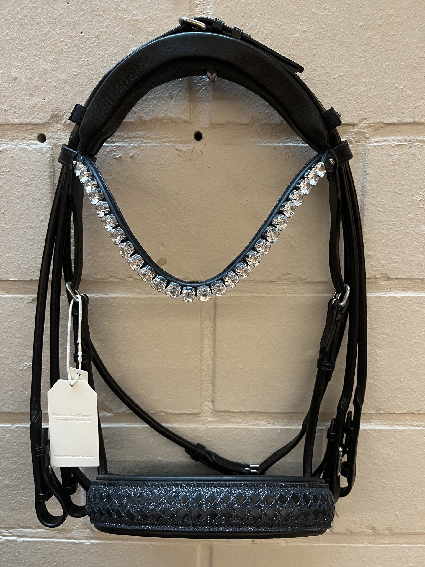 Utzon Olympic Bar & Snaffle Crystal Black Silver With Empire Browband Clear Full
