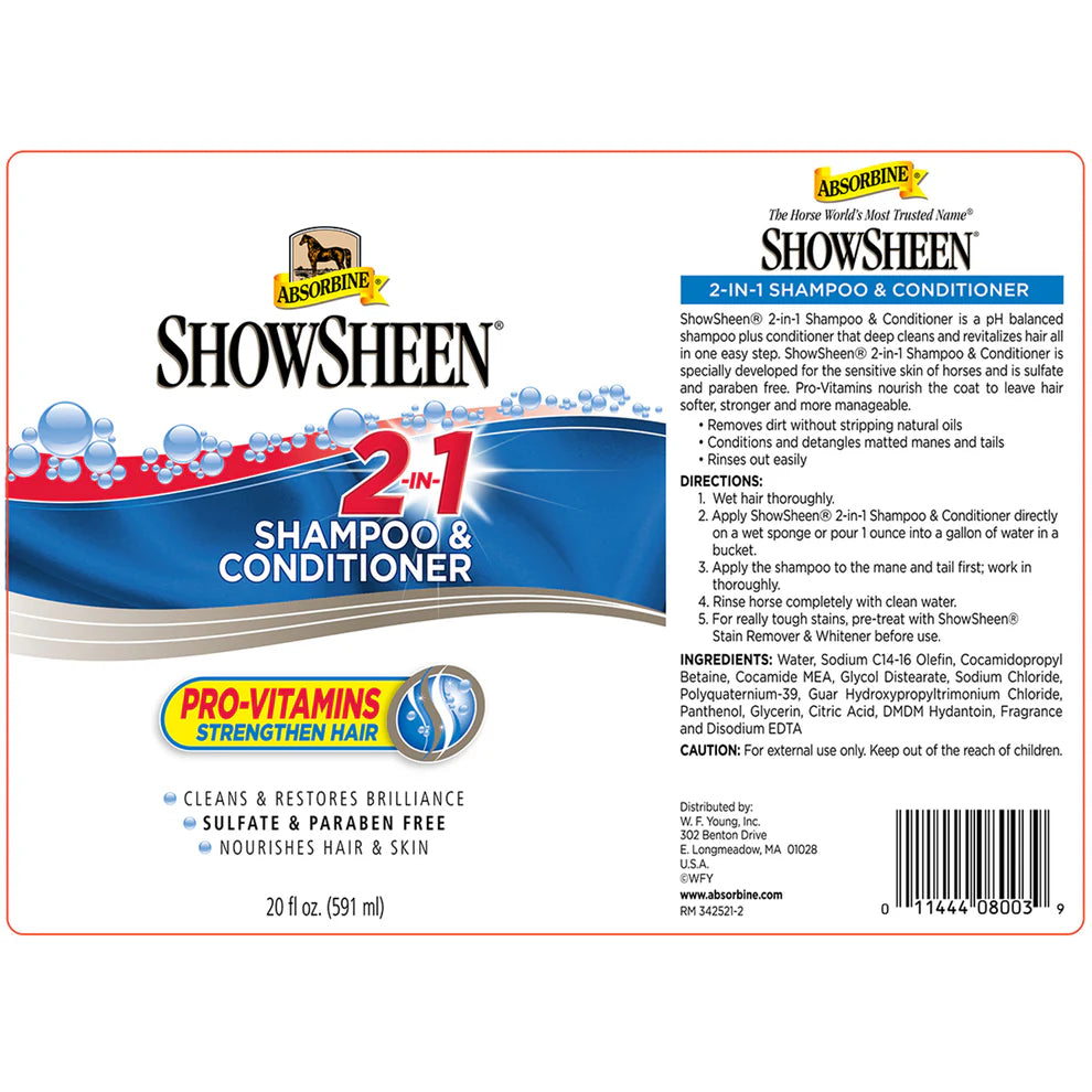 Absorbine Showsheen 2 in 1 Shampoo and Conditioner 591ml