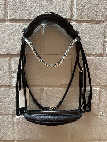 Utzon Edinburgh Rod &amp; Snaffle Crystal Brass With Elegant Browband Clear