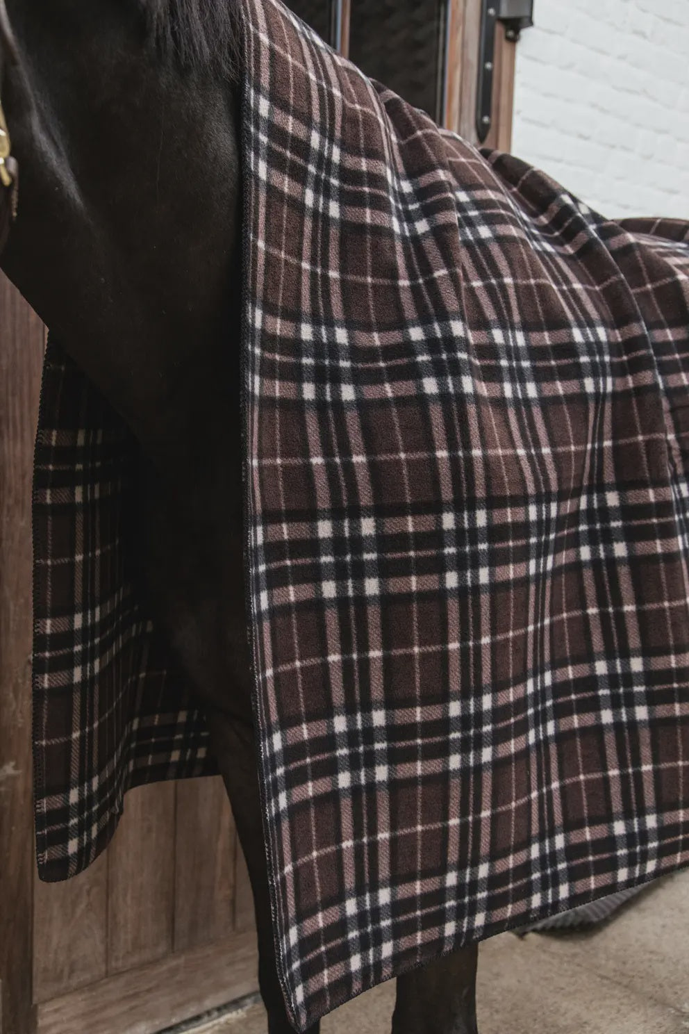 Kentucky Heavy Fleece Paardendeken Square Check Printing Brown
