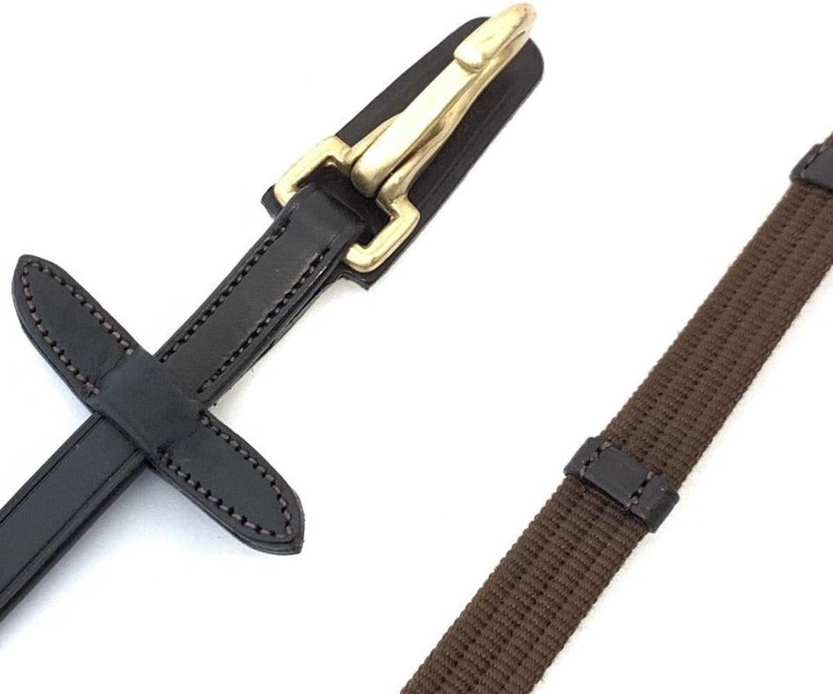 Euroriding Web Reins Pessoa With Snap Hook; Natural Line