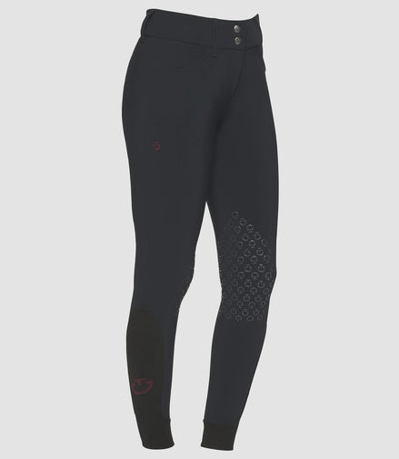 Cavalleria Toscana Damen-Reithose mit hohem Bund und Kniebesatz