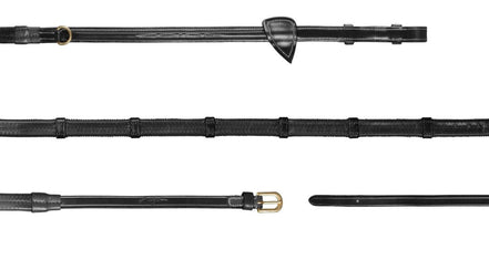 Dy'on 1/2'' Howlett Rubber Teugels met 3 D-ringen en 7 leren passanten Working