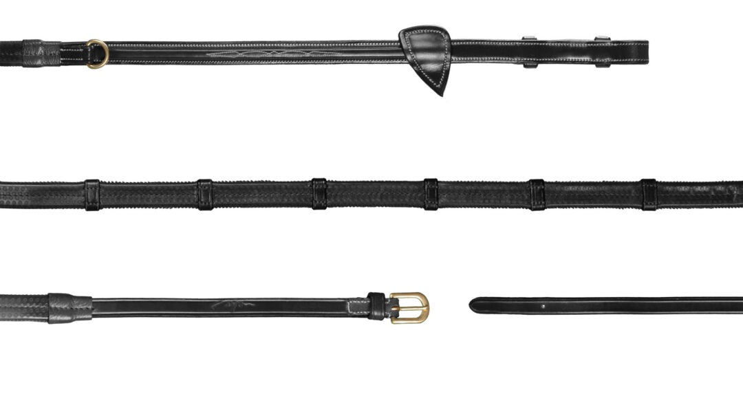 Dy'on 1/2'' Howlett Rubber Teugels met 3 D-ringen en 7 leren passanten Working