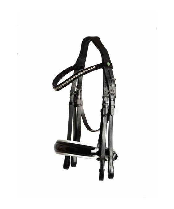 LJ Leathers Superior Bridle with Lacquer Crystals, excluding reins