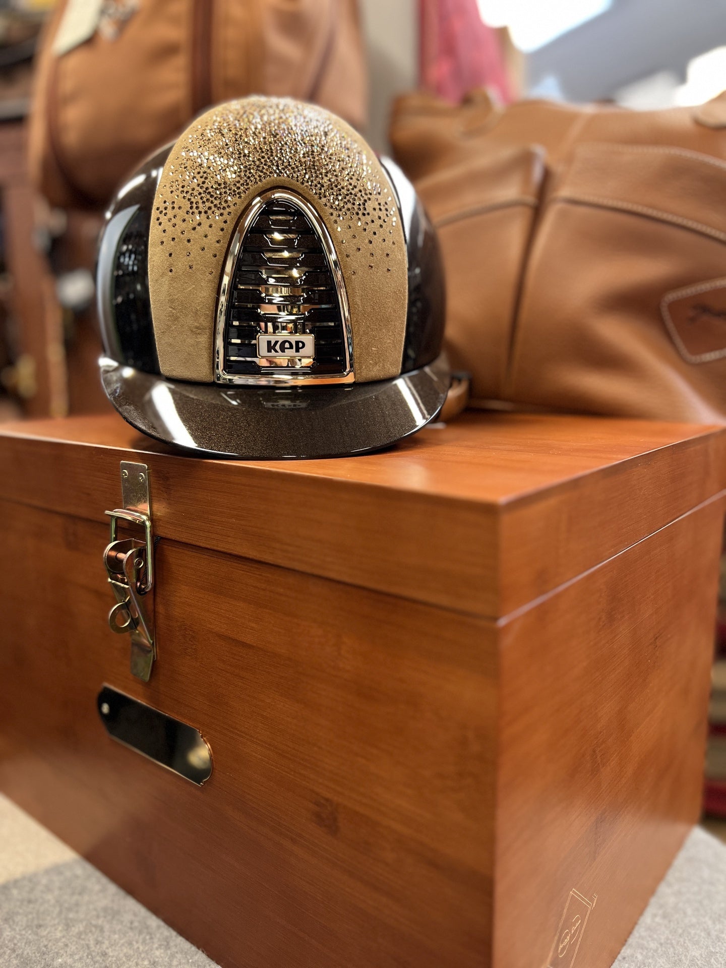 Kep Italia Front Beige Suede with Gold Swarovski Crystals