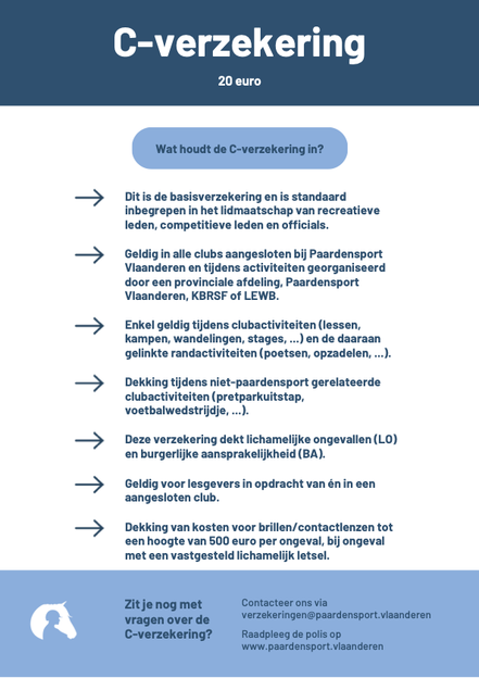 Basis 02 + C Lidmaatschap Paardensport Vlaanderen 10€ administratiekost