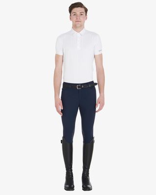 Pantalon d'équitation d'été pour homme, coupe slim, avec genouillères intégrées