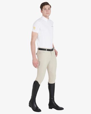 Pantalon d'équitation d'été pour homme, coupe slim, avec genouillères intégrées
