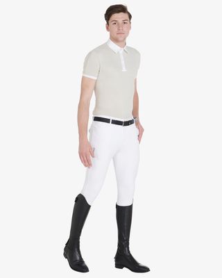 Pantalon d'équitation d'été pour homme, coupe slim, avec genouillères intégrées