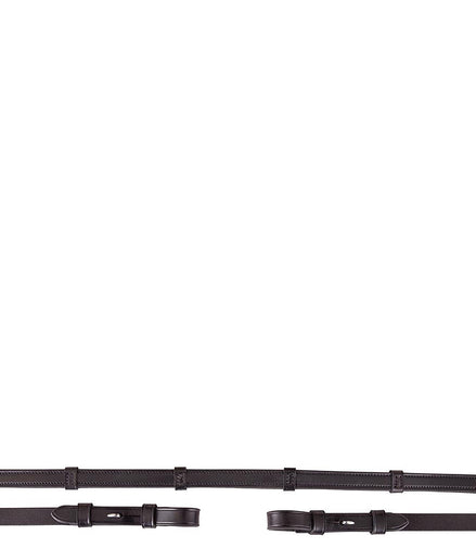 BR Leather Non-Slip Reins Black Silver Full