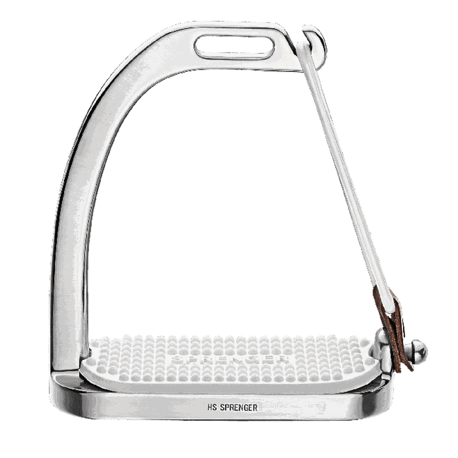 Sprenger Peacock Stirrups with rubber ring - Stainless steel; size 110 mm Black rubber pad