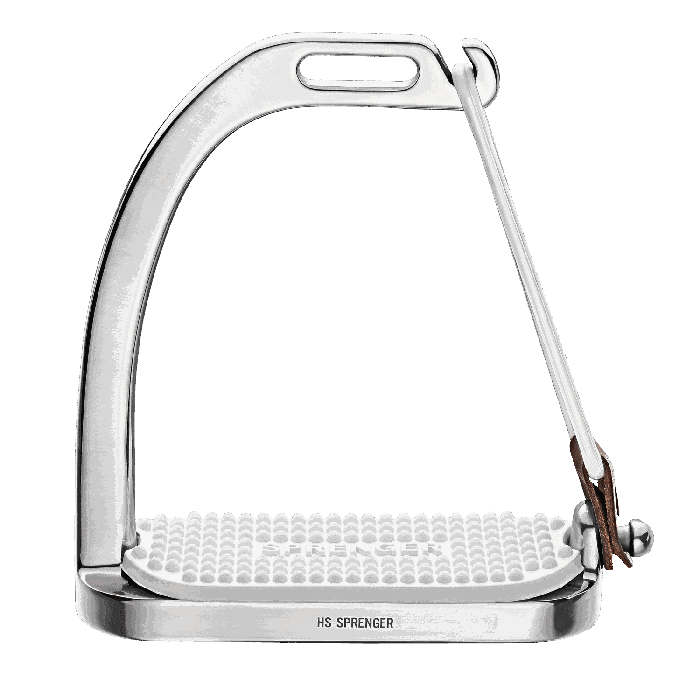 Sprenger Peacock Stirrups with rubber ring - Stainless steel; size 110 mm Black rubber pad