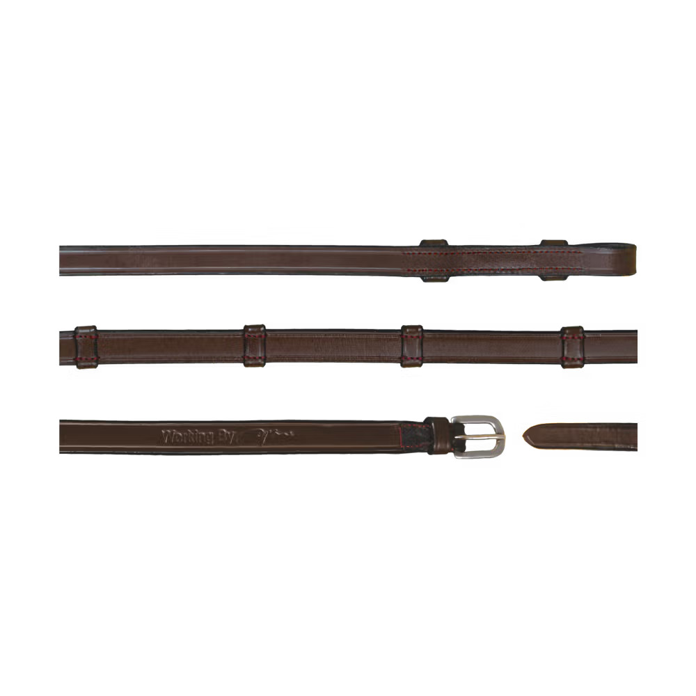Dy'on 5/8 16 mm Full Leather Curb Reins 7 Loops Working – detailfoto 3