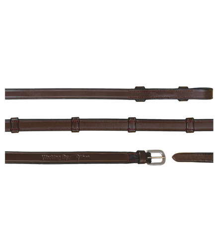 Dy'on 5/8 16 mm Vollleder-Kandarenzügel, 7 Schlaufen, Arbeitszügel