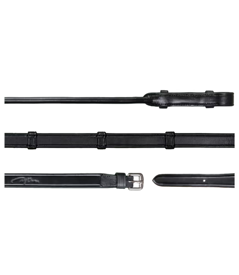 Rênes en cuir Dy'on 5/8 pour bride et mors simple, 7 boucles en cuir