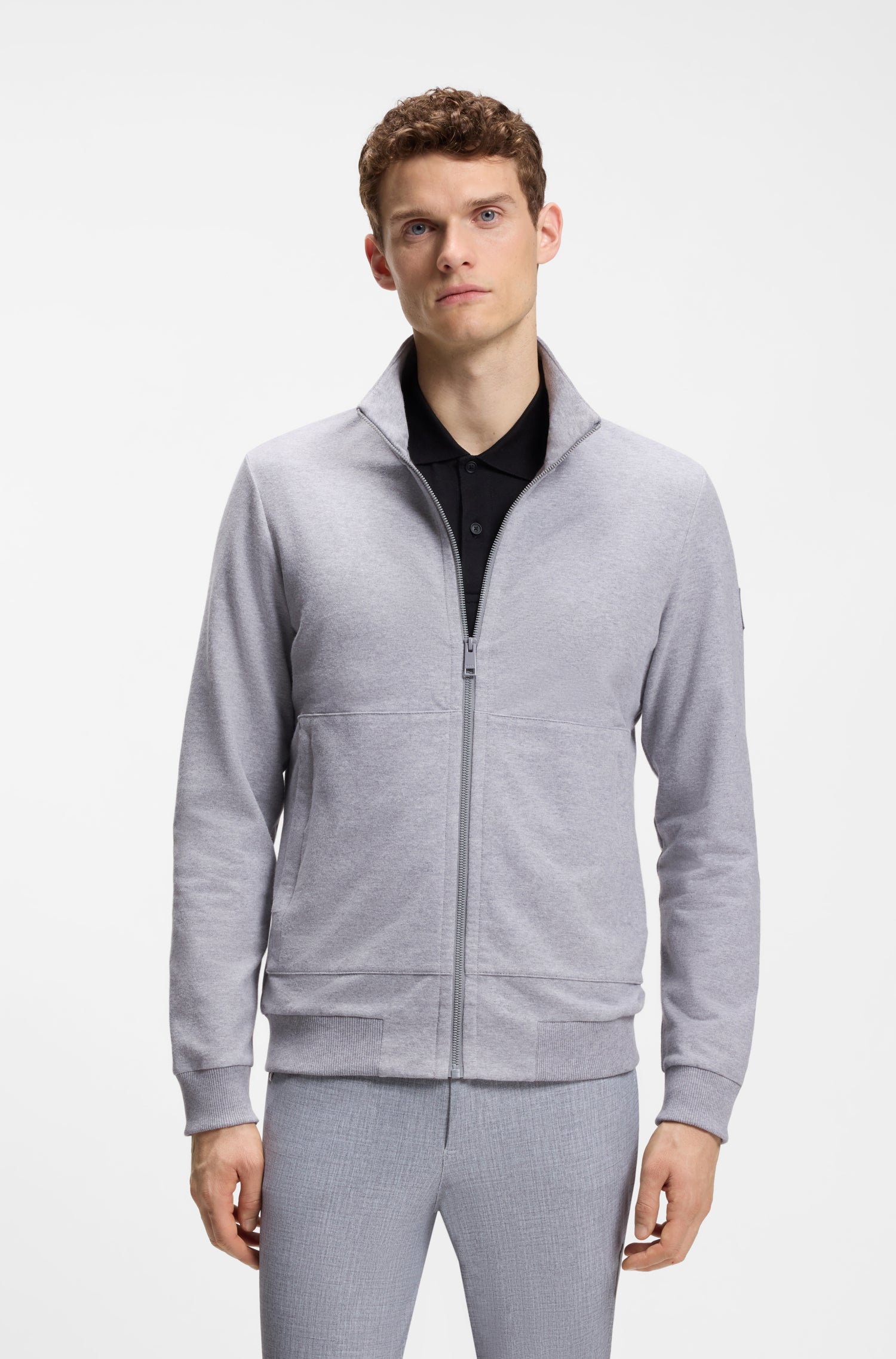 Boss Equestrian Steven Training Sweater Cardigan Heren - Zilvergrijs melange