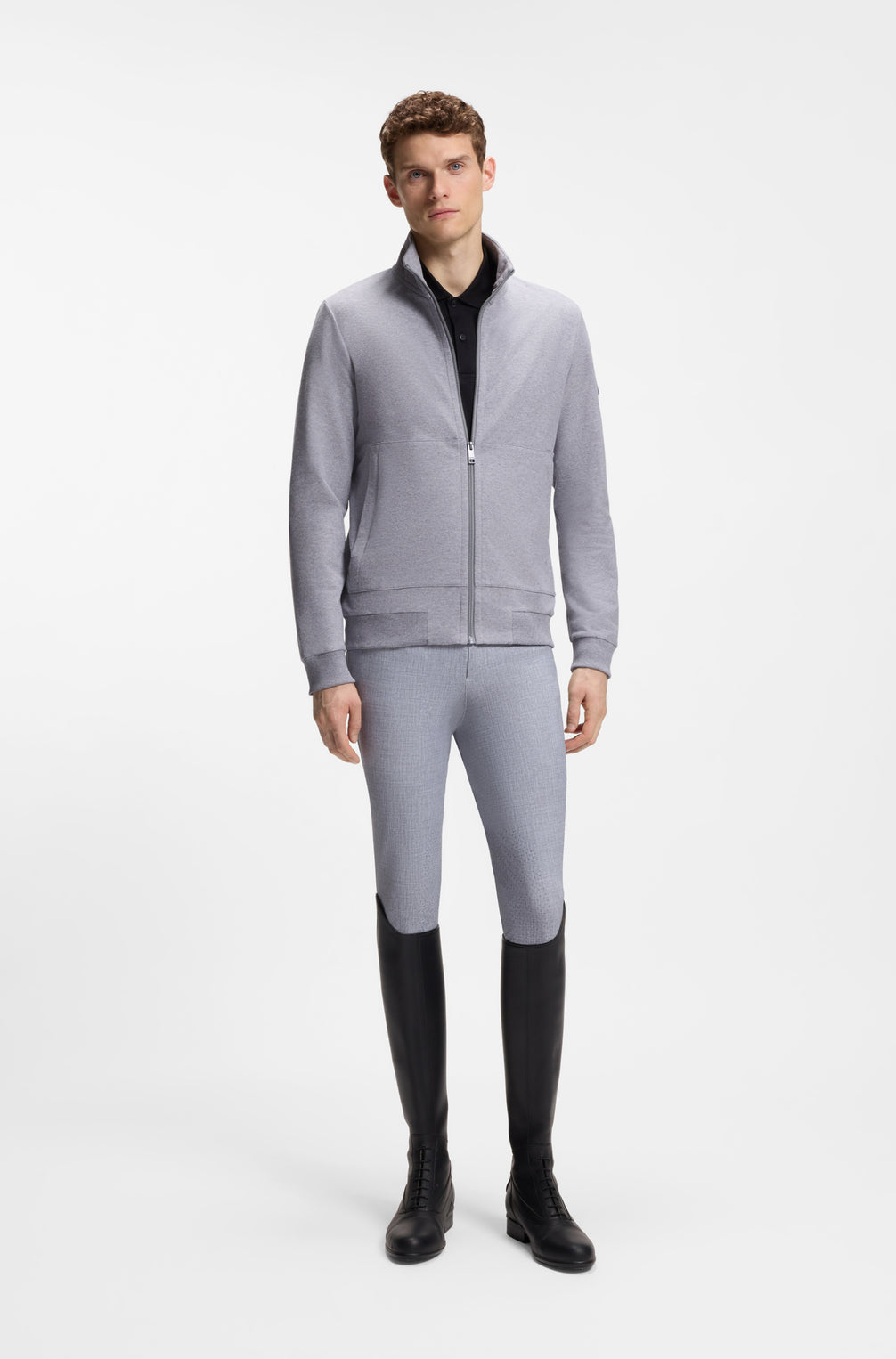 Boss Equestrian Steven Training Sweater Cardigan Heren - Zilvergrijs melange