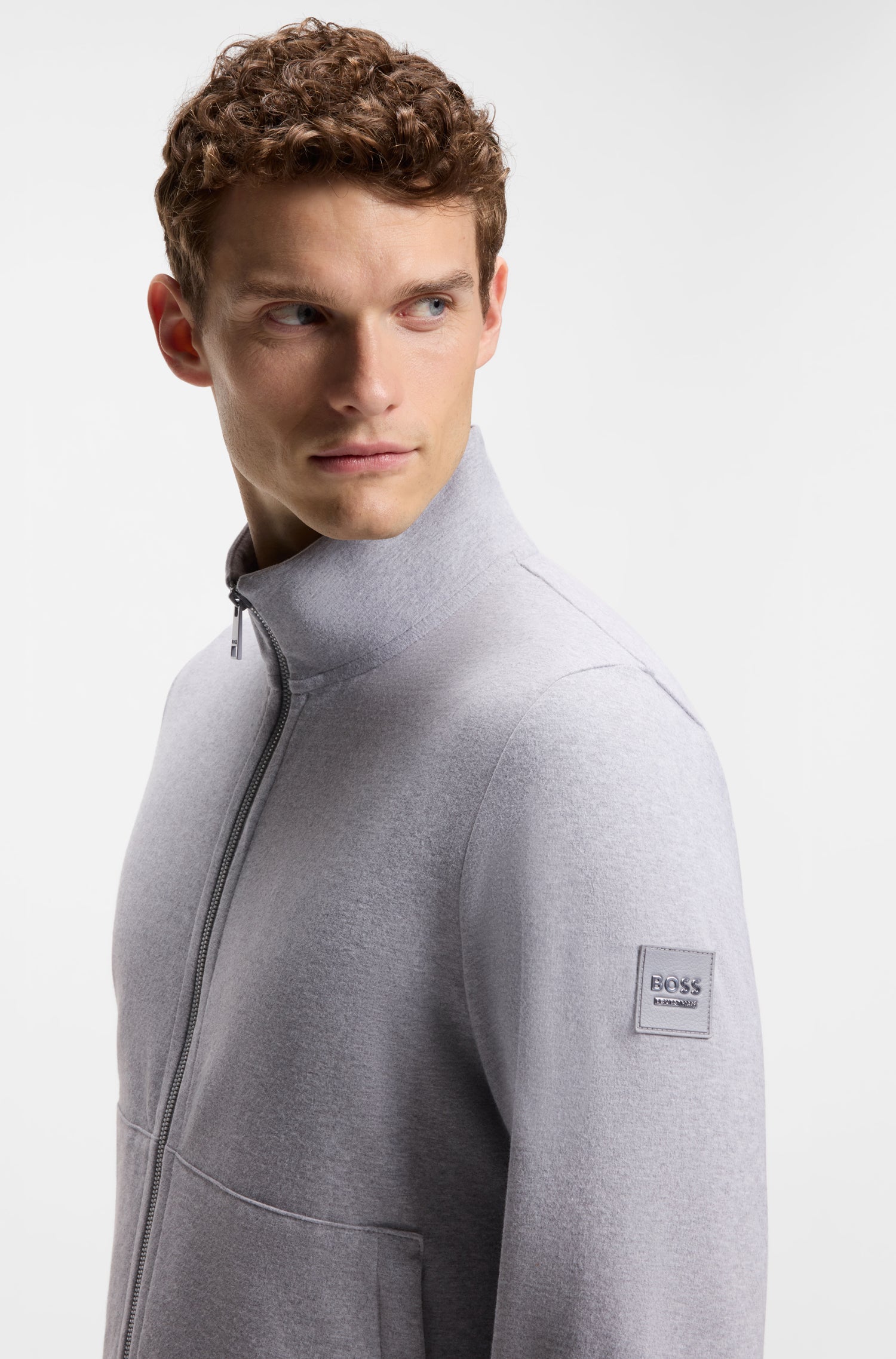 Boss Equestrian Steven Training Sweater Cardigan Heren - Zilvergrijs melange