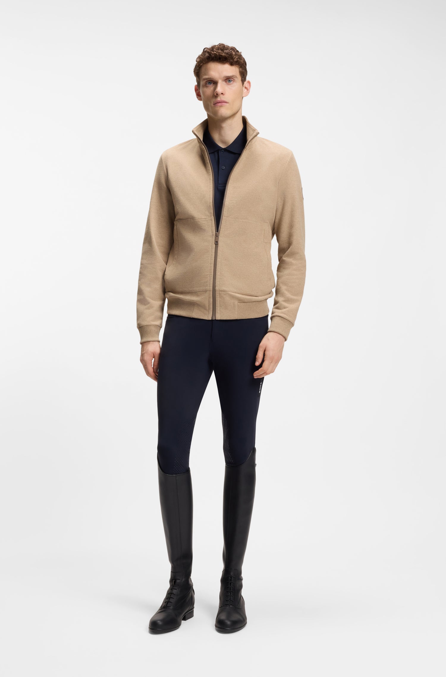 Boss Equestrian Steven Training Sweater Cardigan Heren - Walnut