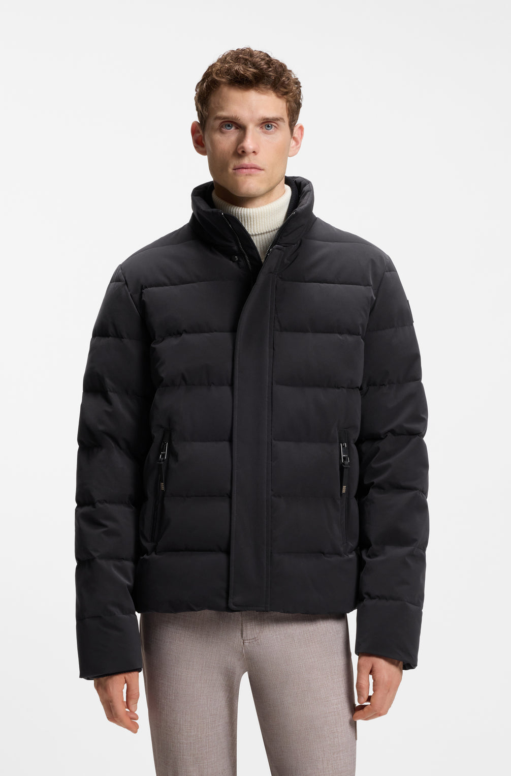 Boss Equestrian Jamie Puffer Velvet Jas Heren - Zwart
