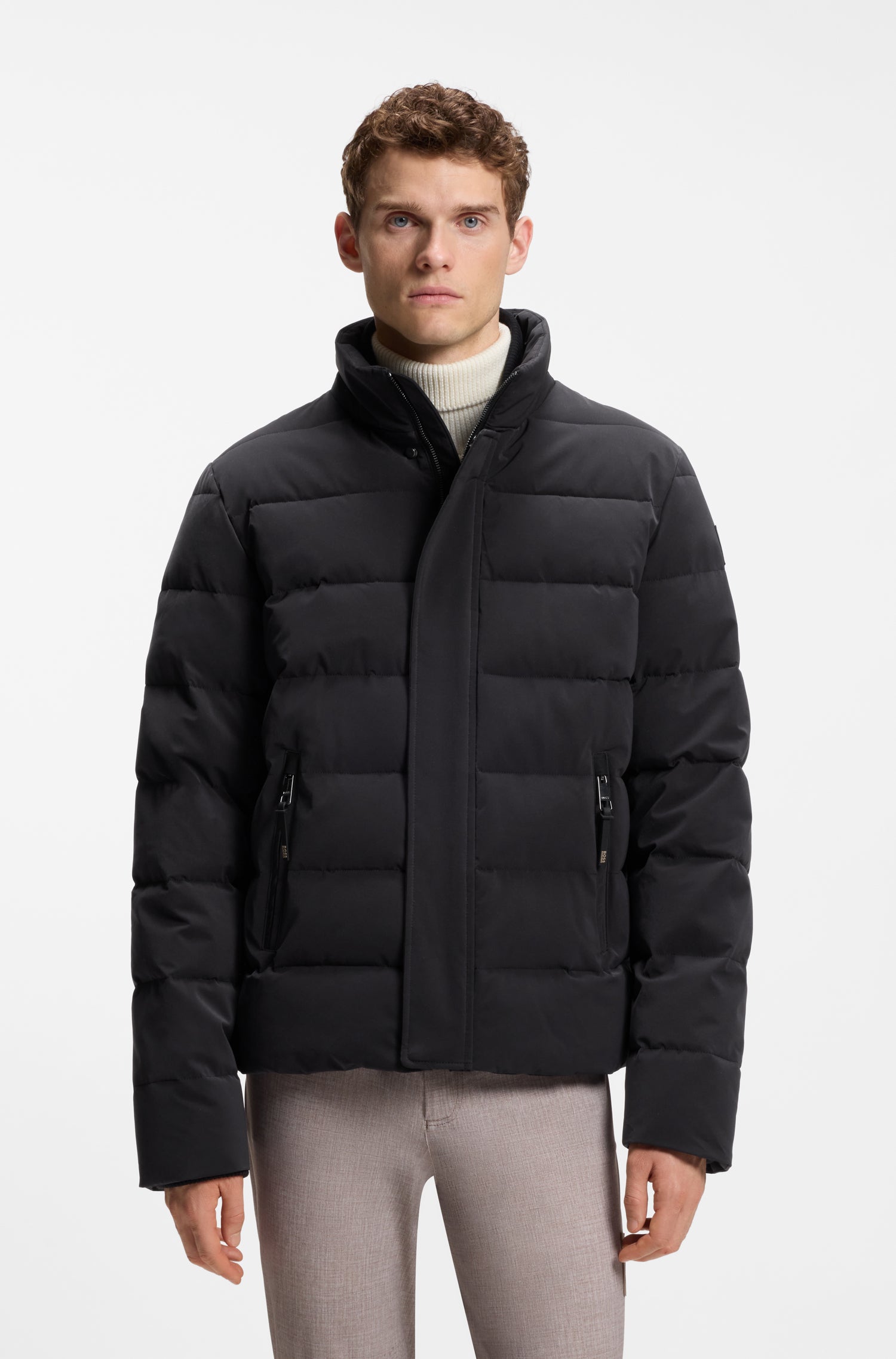 Boss Equestrian Jamie Puffer Velvet Jas Heren - Zwart